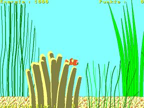 screenshot von action game mit clownfisch